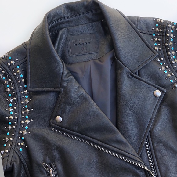 BLANK NYC Black Turquoise Studded Moto Jacket  NWT - Picture 7 of 8